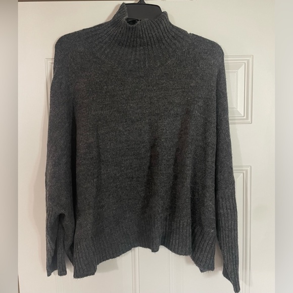 Cost Plus World Market Sweaters - World Market Grey High Neck Chunky Sweater One Size Neutral Staple Lagenlook